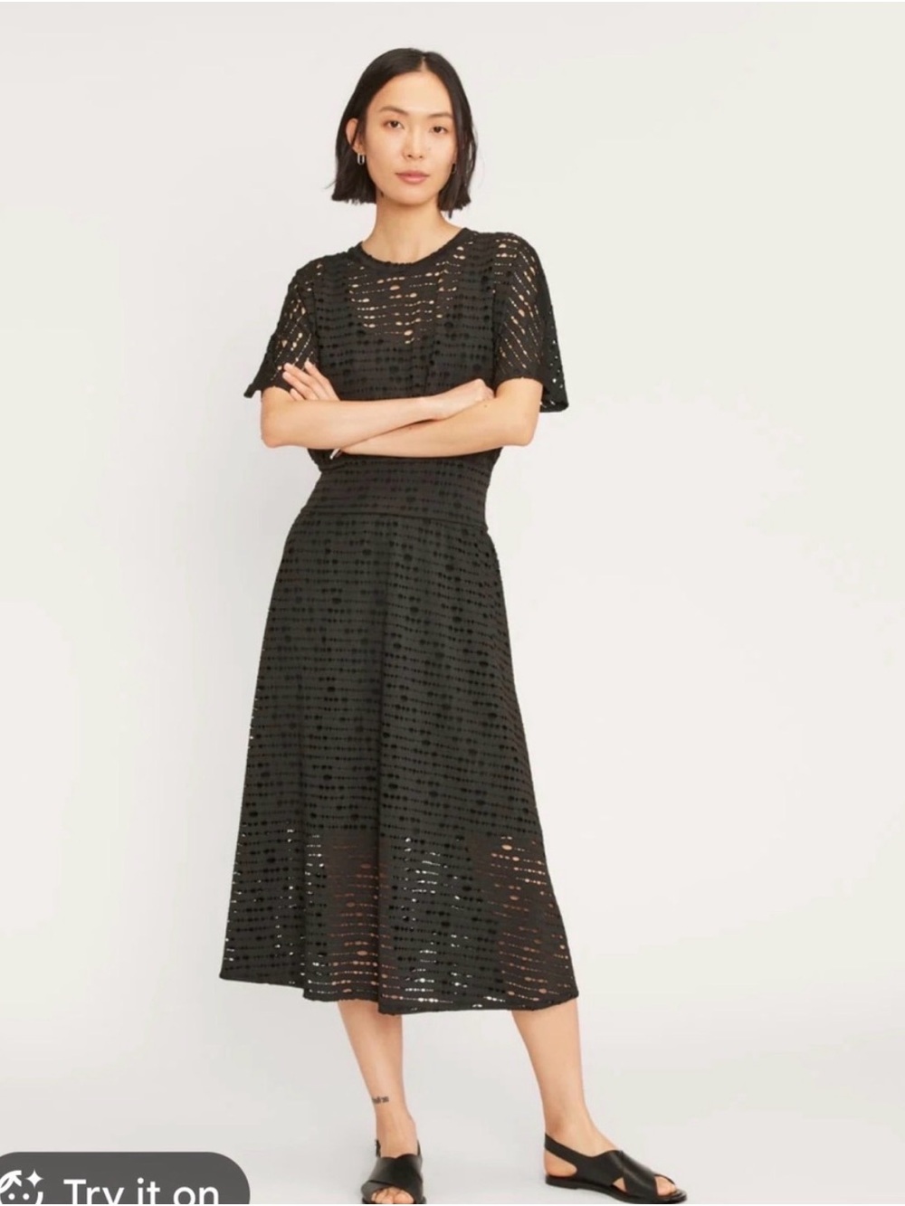 Everlane Black Eyelet Midi Dress XL 🖤